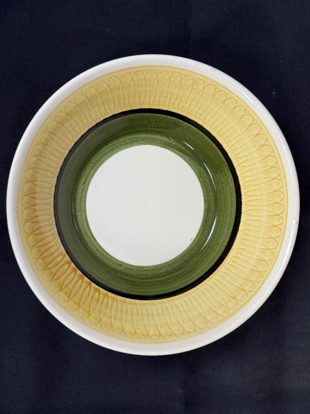 Vintage Made in Japan Stoneware Bowl 7" | Yellow Avocado Green MCM